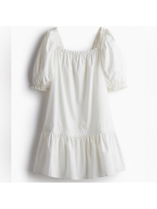 H&M Dresses & Skirts - NWT H&M WHITE POPLIN DRESS WITH PUFF SLEEVES